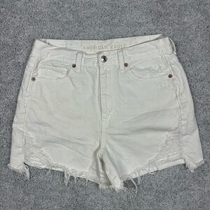American Eagle Shorts Womens 8 Highest Rise Mom Short White Denim Classic Beach